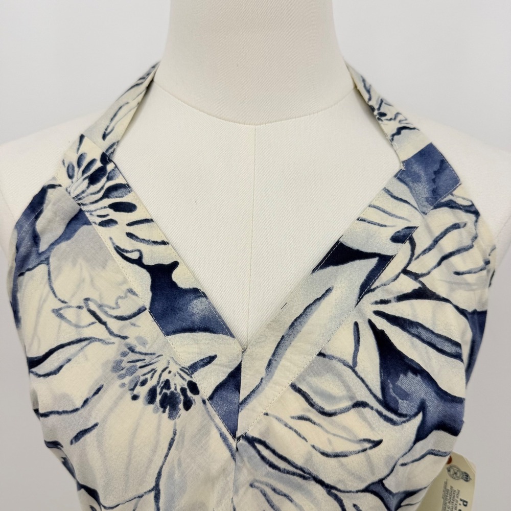 Polo Jeans Co Ralph Lauren Santorini Floral Halter Back Wrap Dress Cotton M - Picture 9 of 11